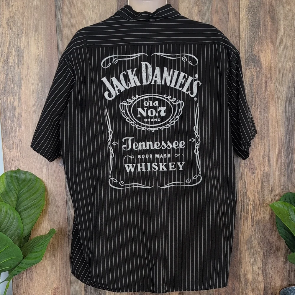 Jack Daniels Old No 7 Black Pinstripe Casual Button Down Shirt 2XL     P350